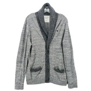 Abercrombie & Fitch Mens Shawl Cardigan Sweater Heather Gray Size MEDIUM